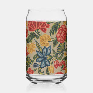 Verre Canette Motif floral en broderie laine vintage rouge et or