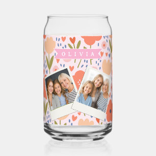 Verre Canette Motif floral folklorique mignon nordique rose pers