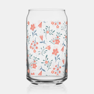 Verre Canette Motif floral Prairie de corail