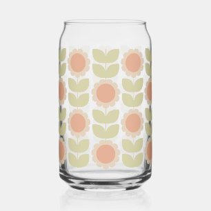 Verre Canette Motif floral rétro rose pastel du milieu du siècle