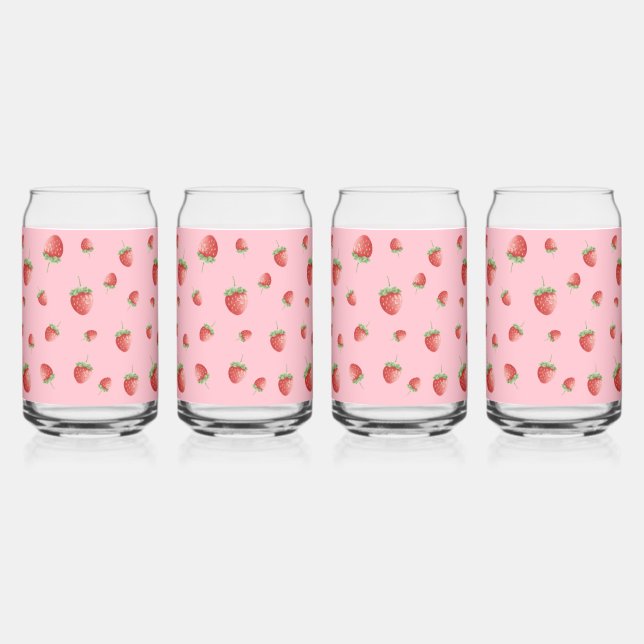 Verre Canette Motif fraise (Recto)