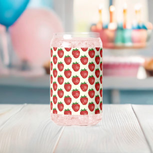 Verre Canette Motif fraises, fraises rouges, fruits, feuilles