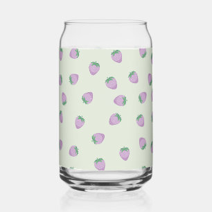 Verre Canette Motif Fraises Violettes