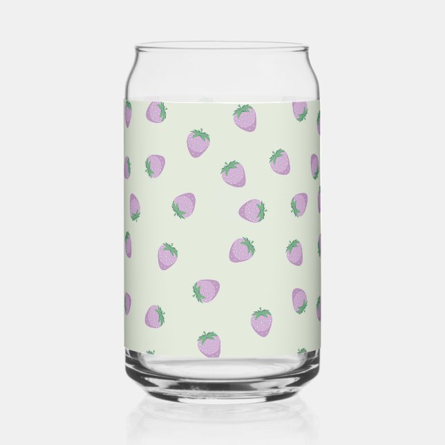 Verre Canette Motif Fraises Violettes (Recto)