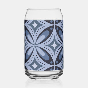 Verre Canette Motif géométrique bleu de style rétro