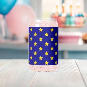 Verre Canette Motif Gold Stars, Bleu Marine, Exclusive