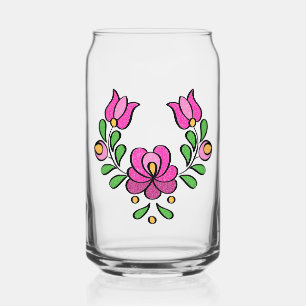 Verre Canette Motif hongrois de broderie, "Matyó" - rose