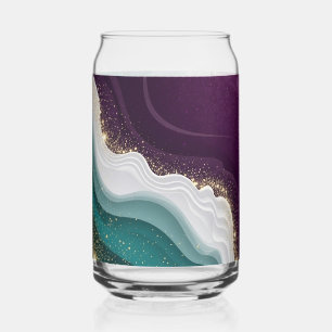 Verre Canette Motif Marbre Paillettes Or Luxe