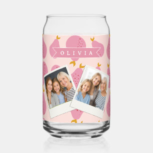 Verre Canette Motif personnalisé de poire rose, joli fruit fémin