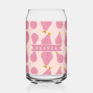 Verre Canette Motif personnalisé de poire rose joli fruit fémini