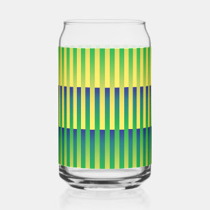 Verre Canette Motif rayé vert jaune bleu