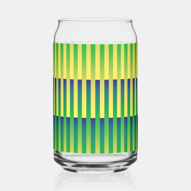 Verre Canette Motif rayé vert jaune bleu (Recto)