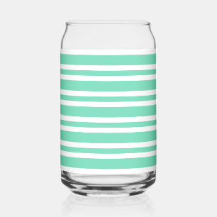 Verre Canette Motif rayures blanches Aquamarine