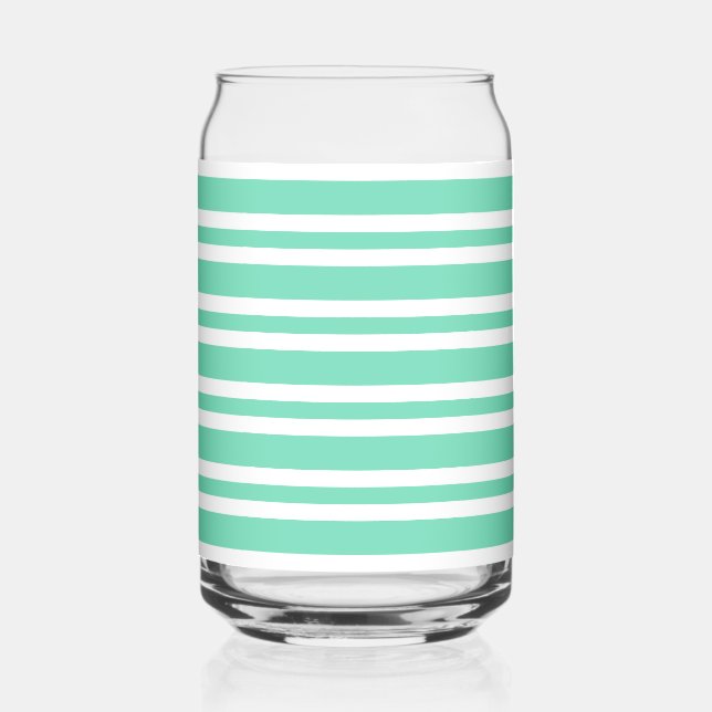 Verre Canette Motif rayures blanches Aquamarine (Recto)