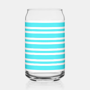 Verre Canette Motif Rayures Bleu Blanc