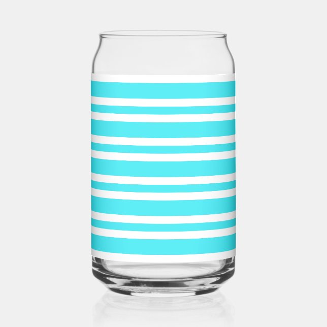 Verre Canette Motif Rayures Bleu Blanc (Recto)