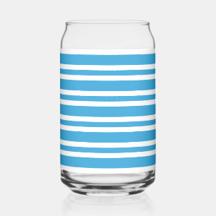 Verre Canette Motif Rayures Bleu Blanc