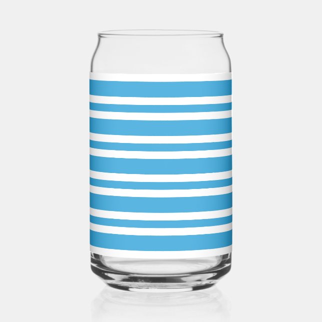 Verre Canette Motif Rayures Bleu Blanc (Recto)