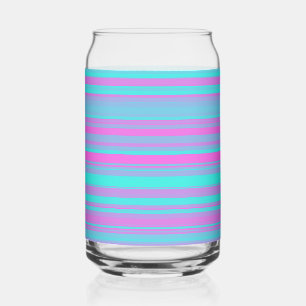 Verre Canette Motif Rayures Bleu Violet Rose