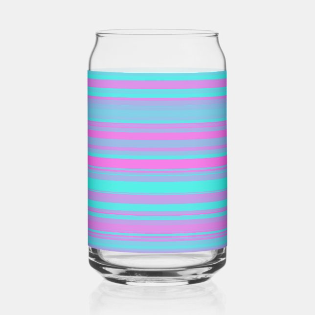 Verre Canette Motif Rayures Bleu Violet Rose (Recto)