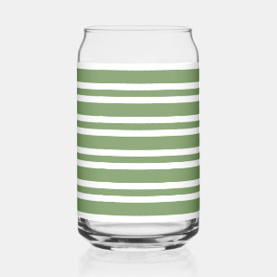 Verre Canette Motif rayures vertes blanches