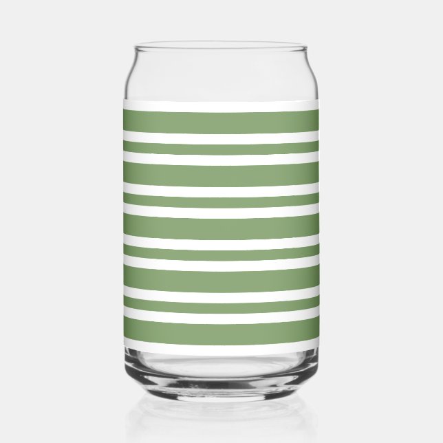 Verre Canette Motif rayures vertes blanches (Recto)