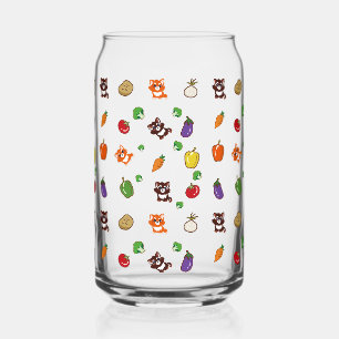 Verre Canette motif renard et légumes