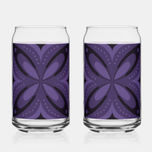 Verre Canette Motif Rétro de Couleur Violet Foncé