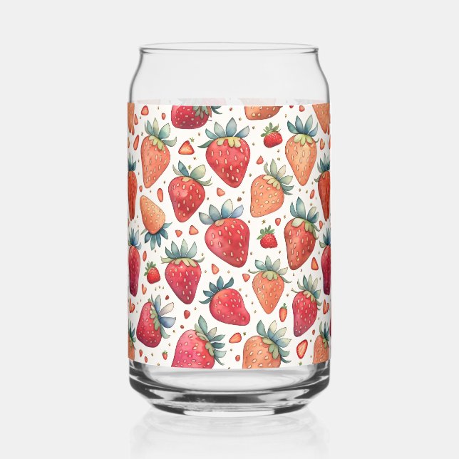 Verre Canette Motif rose fraise mûre (Gauche)