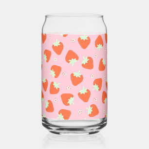 Verre Canette Motif rose fraise mûre