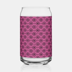 Verre Canette Motif sans couture de fleurs roses et noires