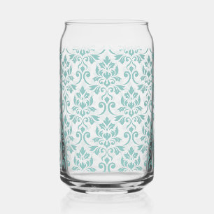 Verre Canette Motif sarcelle damas Feuille