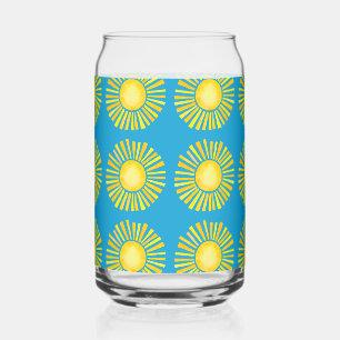 Verre Canette Motif soleil orange et jaune