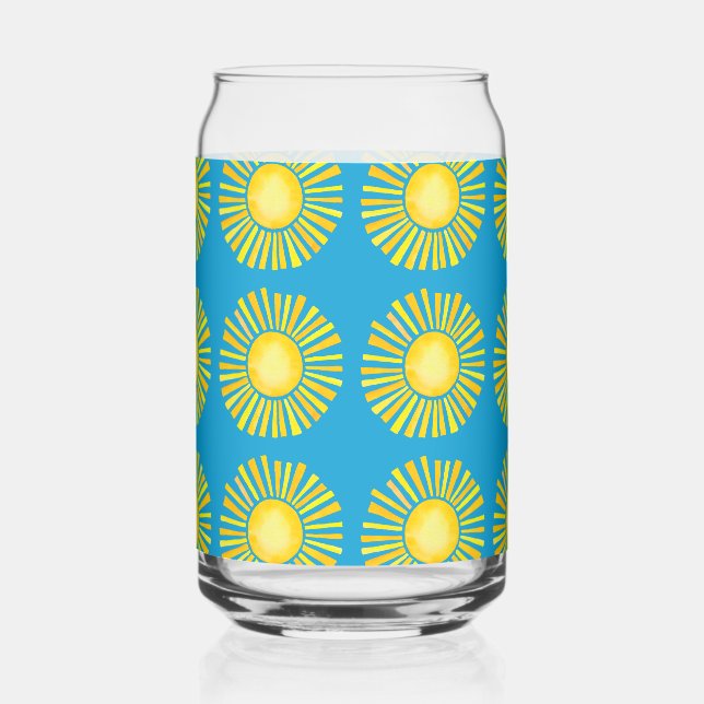 Verre Canette Motif soleil orange et jaune (Recto)