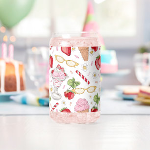 Verre Canette Motif Sundae fraise