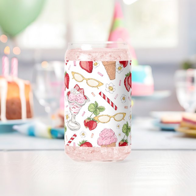 Verre Canette Motif Sundae fraise (Insitu (Anniversaire))