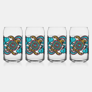 Verre Canette Motif tribal aztèque axolotl Xolotl mythologie boh