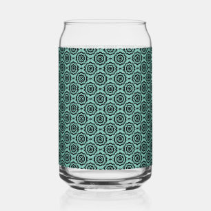 Verre Canette Motif turquoise Fleur Noire sans couture