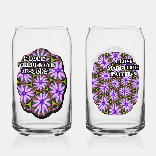 Verre Canette Motifs marguerite violet (Recto)