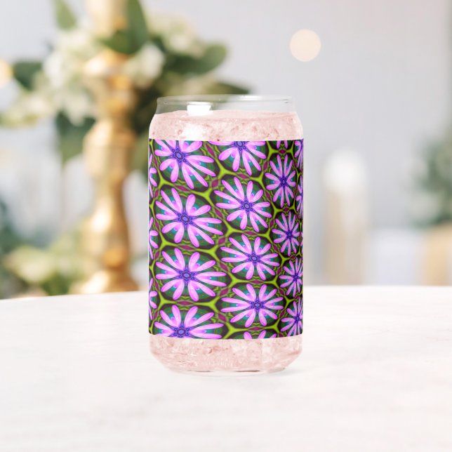 Verre Canette Motifs marguerite violet (Insitu (Mariage))