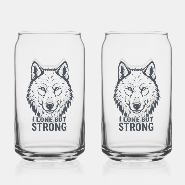 Verre Canette Motivational "Lone But Strong" Lone Wolf (Recto)