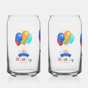 Verre Canette Mug Joyeux Anniversaire Ballons Colorés