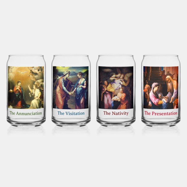 Verre Canette Mystères Joyeux de Noël traditionnels (Recto)