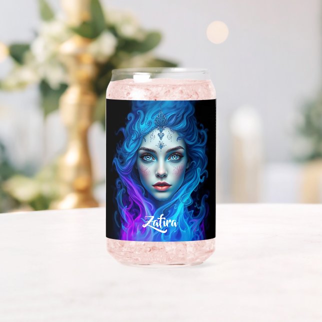 Verre Canette Mystery Woman Emerging from Blue & Purple Flames (Insitu (Mariage))