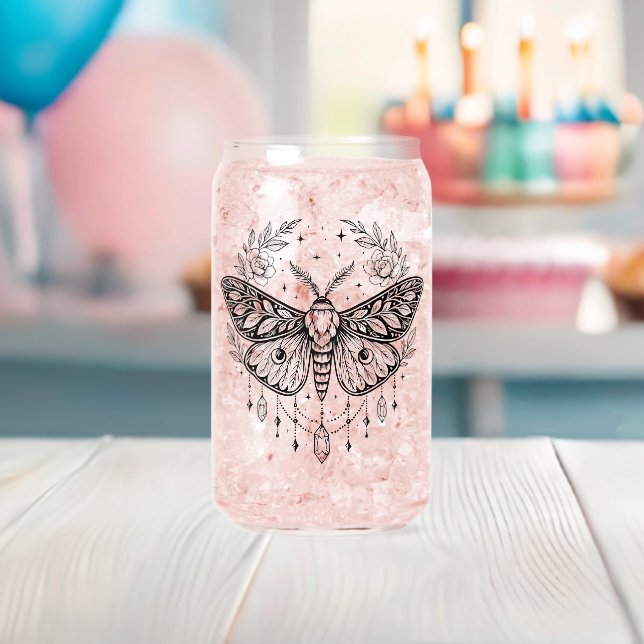 Verre Canette Mystical Gothic Moth Botanical Celestial Line Art (Insitu (Baby Shower))