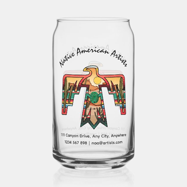 Verre Canette Native American Thunderbird Texte modifiable (Recto)