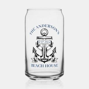 Verre Canette Nautical Boat Beach House Ancre Nom de famille Est