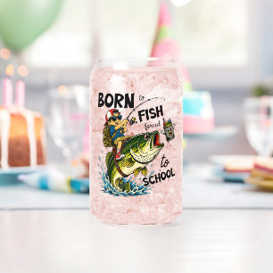 Verre Canette Né pour aller à la pêche forcé d'aller à l'école