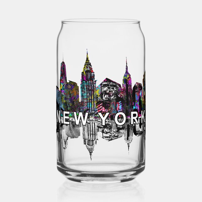 Verre Canette New York en graffiti avec monogramme (Recto)