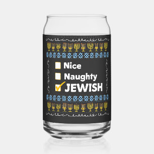 Verre Canette Nice Naughty Juif Hanoukka Ugly Sweater